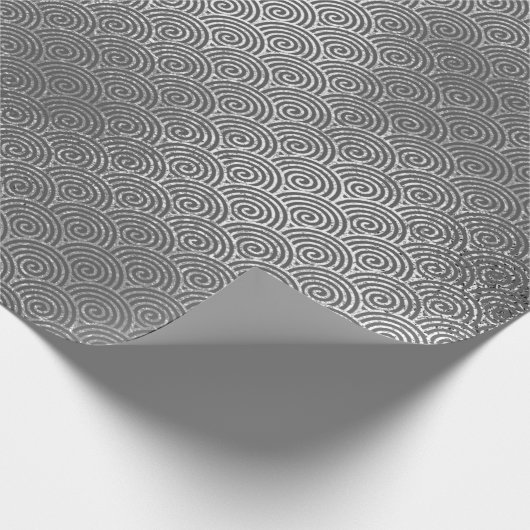 Waves Art Deco Silver Gray Spirale Circles Infinit Geschenkpapier (Ecke)