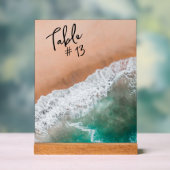 Waves auf Sandy Beach Tischnummer Acrylschild (Neutral)