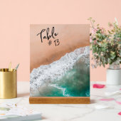 Waves auf Sandy Beach Tischnummer Acrylschild (Hochzeit)