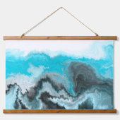 Waves aus blau-weißem Marmor Wandteppich Mit Holzrahmen (Vorderseite 2)