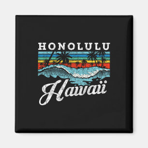 Waves Beach Honolulu Hawaiian Summer Surfbrett Ret Magnet
