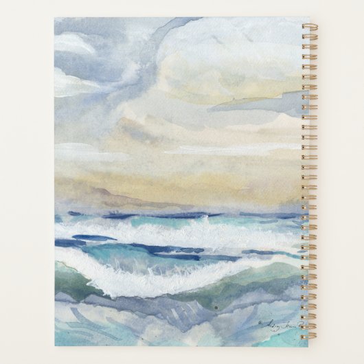 Waves Beach Sea Shore Küste Küste Wasserfarbe Planer (Rückseite)