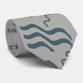 Waves Beachy Design Blue Gray Krawatte (Gerollt)