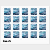 Waves Blue Ocean Summer Beach Quadratischer Aufkleber (Blatt)
