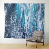 Waves Blue Ocean Summer Beach Wandteppich (Beispiel (Horizontal))