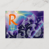 WAVES BLUE TOPAZ MONOGRAM, hellgelb, braun blau Visitenkarte (Rückseite)