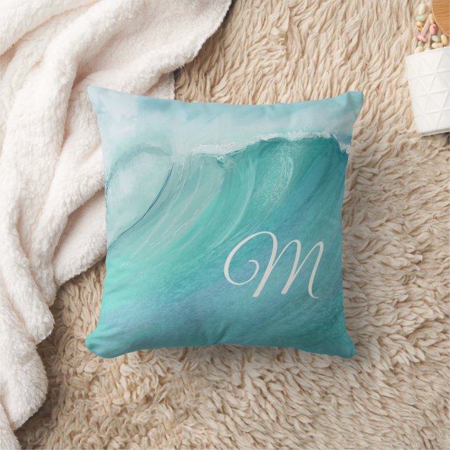 Waves Blues Aquas Custom Modern Kissen (Decke)