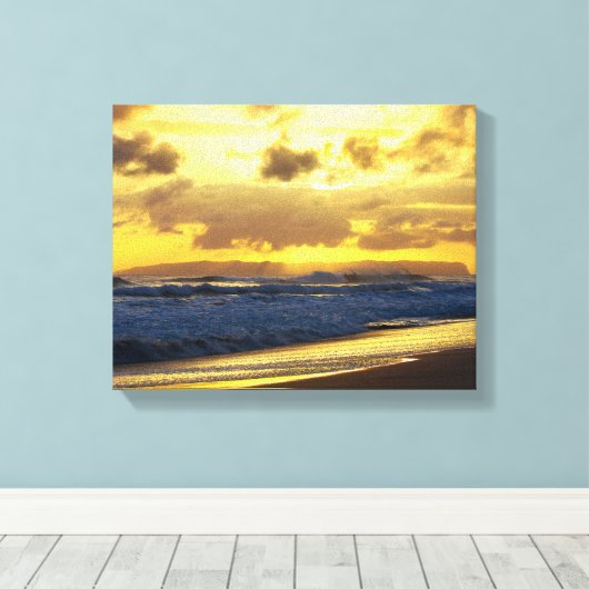 Waves Crashing am Kauai Beach bei Sunset Leinwanddruck (Insitu (Holzboden))