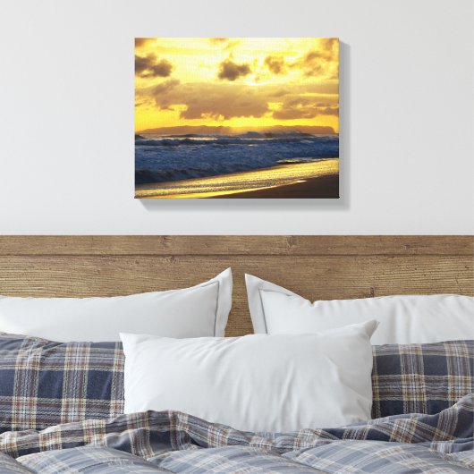 Waves Crashing am Kauai Beach bei Sunset Leinwanddruck (Insitu (Schlafzimmer))