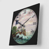 Waves Crashing auf der Shore Fine Art Quadratische Wanduhr (Winkel)