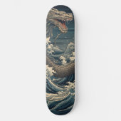 Waves Dragon japanische Kunst Skateboard (Vorderseite)