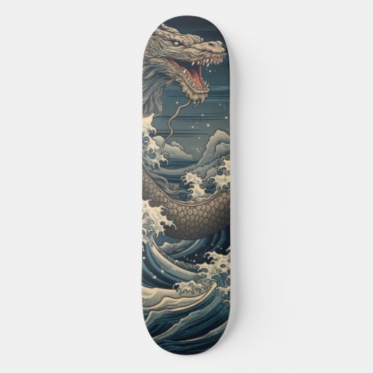 Waves Dragon japanische Kunst Skateboard (Vorderseite)