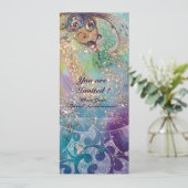 WAVES , elegante, Aquamarine, blaugrüne Hochzeitsp Einladung (Stehend Vorderseite)