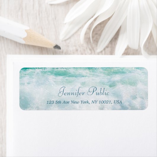 Waves Elegante Hand Script Wellness Rücksendeadres (Insitu)