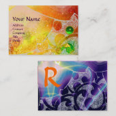 WAVES EMERALD MONOGRAM, hellgelb, braun blau Visitenkarte (Vorne/Hinten)