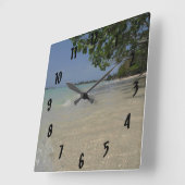 Waves entlang Negril Beach Jamaica Wall Clock Quadratische Wanduhr (Winkel)