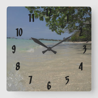Waves entlang Negril Beach Jamaica Wall Clock Quadratische Wanduhr