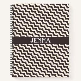 Waves Gray White Minimal Muster Notizblock