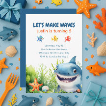 Waves Happy Shark Under Sea Birthday