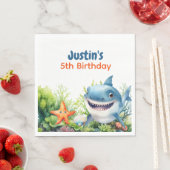Waves Happy Shark Under Sea Birthday Serviette (Beispiel)