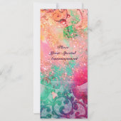 WAVES , hellblau-grün-pinke goldene Glitzern Einladung (Rückseite)