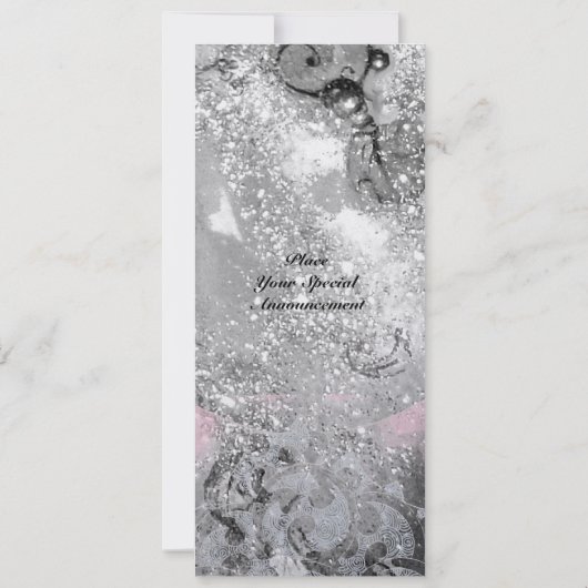 WAVES helles Eis Schwarz-weiße Glitzern Einladung (Rückseite)