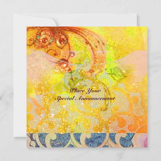 WAVES , hellrot-braun-blaue Glitzern Einladung (Rückseite)