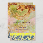 WAVES , hellrot-braun-blaue Glitzern Einladung (Vorne/Hinten)