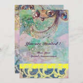 WAVES , hellrot-braun-blaue Glitzern Einladung (Vorne/Hinten)