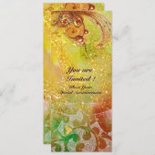 WAVES , hellrot-braun-rosa Glitzern Einladung (Vorne/Hinten)