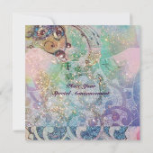 WAVES , hellviolett-blaue Glitzern in rosa goldfar Einladung (Rückseite)