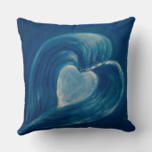 Waves Herzblau abstrakt Kissen (Rückseite)