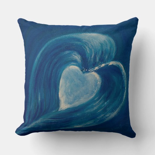 Waves Herzblau abstrakt Kissen (Vorderseite)