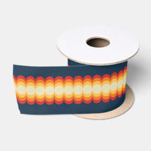 Waves in Beige, Gelb, Orange, Rot, Blau Satinband