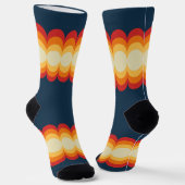 Waves in Beige, Gelb, Orange, Rot, Blau Socken (Gewinkelt)