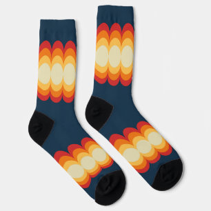 Waves in Beige, Gelb, Orange, Rot, Blau Socken