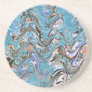 Waves In Blue Acrylic Pour Abstract Art Getränkeuntersetzer