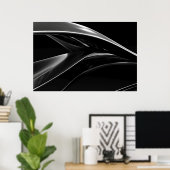 Waves in Chrome abstraktes Schwarz-Weiß-Foto Poster (Heimbüro)