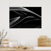 Waves in Chrome abstraktes Schwarz-Weiß-Foto Poster (Küche)