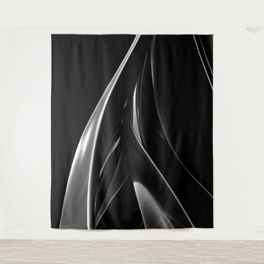 Waves in Chrome abstraktes Schwarz-Weiß-Foto Wandteppich (Vorderseite)