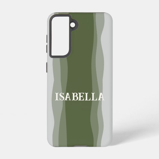 Waves in green on green and gray samsung galaxy hülle (Rückseite)