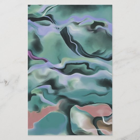 Waves in harmonischer akryllischer Pour Abstrakt A Briefpapier (Vorderseite)