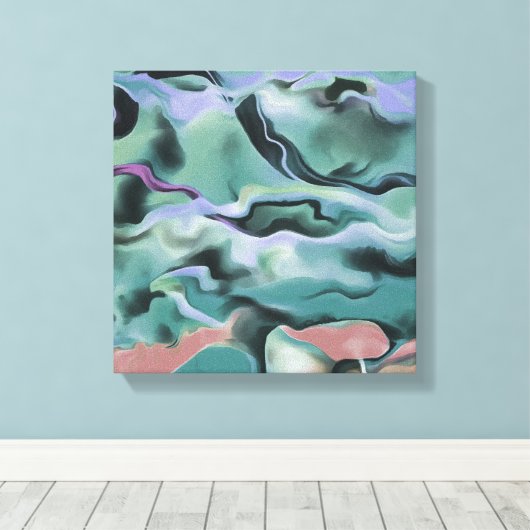 Waves in harmonischer akryllischer Pour Abstrakt A Leinwanddruck (Insitu (Holzboden))