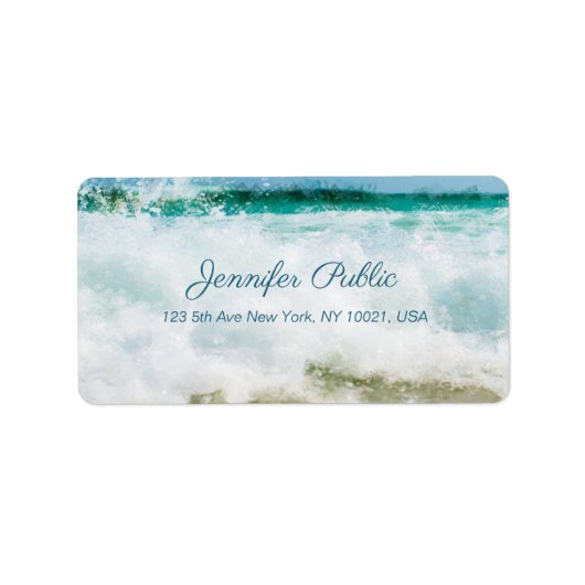 Waves in Öl handgeschriebene Script Chic-Adresse Adressaufkleber (Vorne)