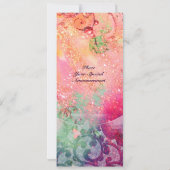 WAVES , leuchtend rot-grün-blau-pinke Glitzern Einladung (Rückseite)