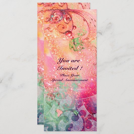 WAVES , leuchtend rot-grün-blau-pinke Glitzern Einladung (Vorne/Hinten)