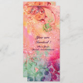 WAVES , leuchtend rot-grün-blau-pinke Glitzern Einladung (Vorne/Hinten)