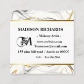 Waves Marmor und Gold Square Business Card Quadratische Visitenkarte (Rückseite)