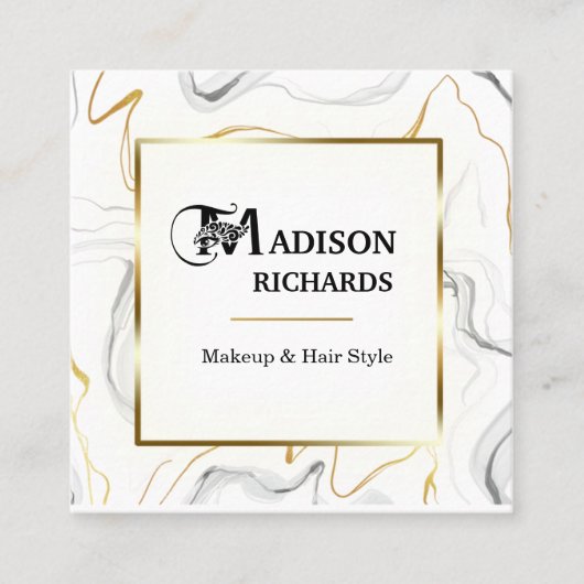 Waves Marmor und Gold Square Business Card Quadratische Visitenkarte (Vorderseite)