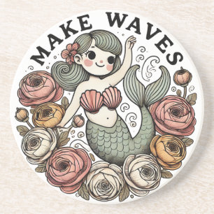 Waves Mermaid Illustration Niedlich Mermaids Art Getränkeuntersetzer